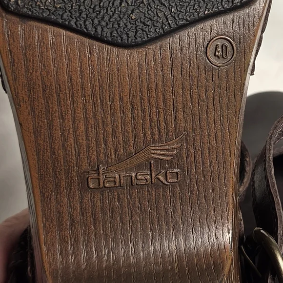 Dansko Makenna Leather Mary Jane Clog Brown Women's 40 Adjustable Strap Heel - Picture 5 of 6